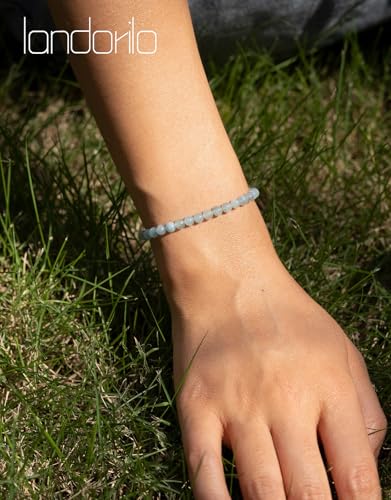 Natural Stone Beaded Bracelets for Men Women, 4mm 6mm 8mm | Healing Crystal, Protection Gemstone, Gift Packaging with Energy Card, Stretch Jewelry, Replacement Beads Included, 18 Stone - color: Aquamarine(Emotional Balance), size: 4mm