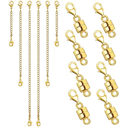 Necklace Extenders for Women and Magnetic Necklace Clasp, Gold Chain Extender for Jewelry Bracelet Anklet - color: 14Pcs Gold