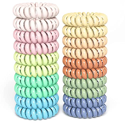 Hair Elastics, 20Pcs No Crease Spiral Hair Ties, Hair Bands Multi Color Waterproof for Women Girls, Hair Accessories - color: Khaki