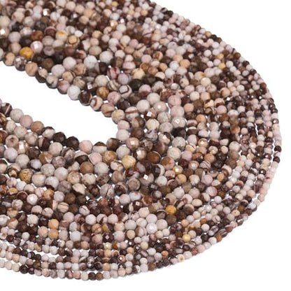 180pcs 2mm Natural Australian Zebra Gemstone Beads Faceted Round Loose Stone Beads for Jewelry Making - color: Australian Zebra, size: 1.9-2.4mm