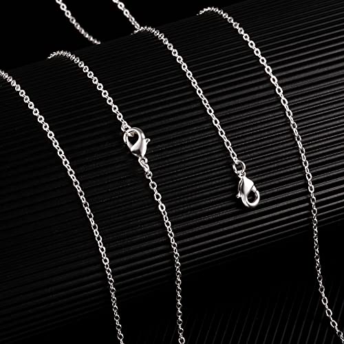 ALEXCRAFT Wholesale 12 PCS Silver Plated Solid Brass Fine Flat Cable Chains | Bulk for Jewelry Making 18-30 inches (24 Inch(2MM)) - color: Silver, size: 24 inch-0.079 inch