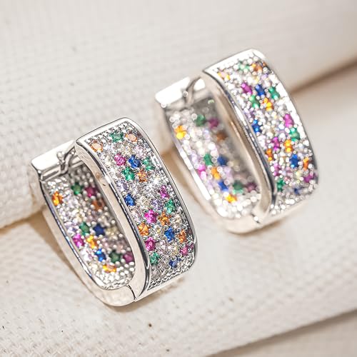 Luxury Paved Cubic Zirconia Hoop Earrings for Women Wedding Trendy Jewelry - color: E5322