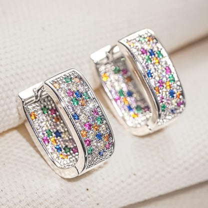 Luxury Paved Cubic Zirconia Hoop Earrings for Women Wedding Trendy Jewelry - color: E5322