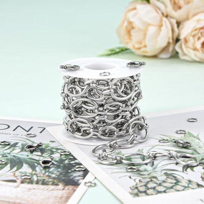 UMAOKANG 2 Meters Stainless Steel Jewelry Making Chains Bulk on Spool Oval Link Chain DIY Decorative Chain - color: Oval Silver
