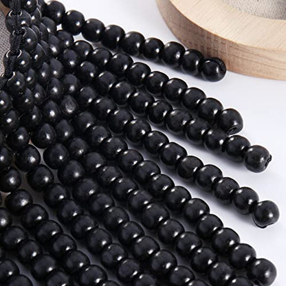 Coiris Boho African Wooden or Acrylic Beaded Bib Statement Necklace Strands Layered Cluster Chunky Collar Choker Wood Necklace for Women Fashion Costume Jewelry - color: N0065-Black