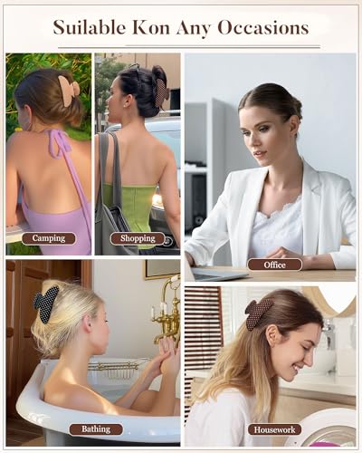 Molans 3PCS Hair Claw Clips Acrylic Clamps for women - Non-slip Strong Hold Barrettes for Thin Thick Hair, Medium hair clips Accessories(Brown Polka Dot) - color: Polka Dot 2
