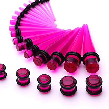 JieyueJewelry 50/54 Pcs Ear Stretching Kit 14G-00G | Acrylic Tapers & Plugs with Silicone Tunnels, Ear Gauges Expander Set Body Piercing Jewelry for Women and Men - color: Purple