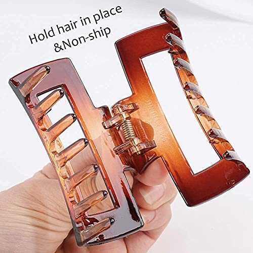 Canitor Hair Claw Clips for Thin Hair 3.1 inches Acrylic Rectangular Hair Clips Tortoise Barrettes French Design Banana Jaw Clips Hair Clips Non-slip Clip - color: black, amber, off white, jelly yellow