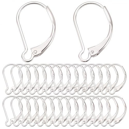 SUNNYCLUE 1 Box 40Pcs 925 Sterling Silver Plated Leverback Earring Findings French Leverback Earring Hooks Lever Back Earwire Leverbacks for Jewelry Making Accessories DIY Dangle Earrings Supplies - color: 1 Box 40pcs 925 Sterling Silver Plated Leverbacks