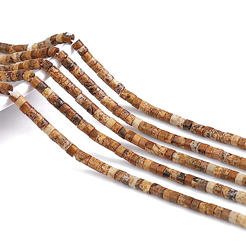 BEADIA Natural Brown Picture Jasper Spacer Beads Caps Flat Round Loose Beads for Beading Jewelry Making 3mmx2mm 38cm - color: Brown Picture Jasper, size: Flat Round 3mm x 2mm