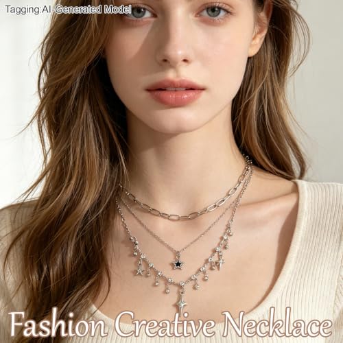 24 Pcs Y2K Necklace Set, Layered Grunge Emo Jewelry Pack With Cross, Butterfly, Heart, Moon, Star, and Pearl Chain Pendant Accessories, Daily Wear Gifts for Women - color: 16 Pcs Silver