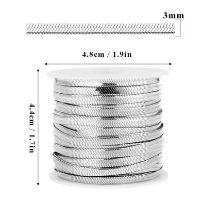 33FT 3mm Stainless Steel Chains Snake Chains Roll Bulk for Jewelry Making | 304 Stainless Steel Flat Snake Chains Roll Spool for DIY Craft Necklace Bracelet - color: 3.0mm Stainless Steel Flat Snake Chains