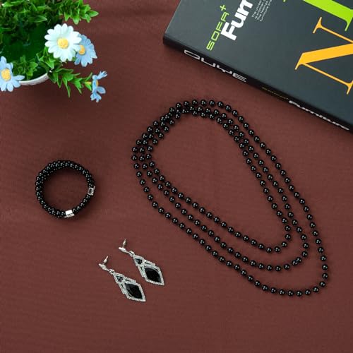 1920s Pearl Jewelry Set - Long Pearl Necklace, Earring Set, Multilayer Bracelet - Flapper Accessories for Women - color: Novelty