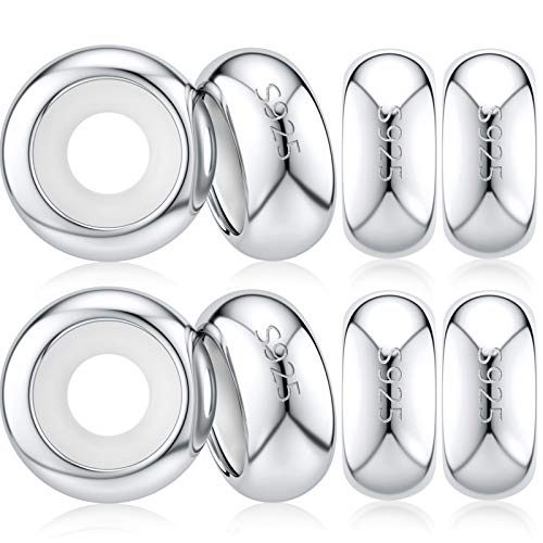 DALARAN Stopper Beads for Bracelets 925 Sterling Silver Clip Spacer Charm Bracelet Stoppers - style: 8Pcs Sliver Charm Stoppers