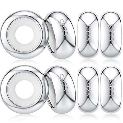 DALARAN Stopper Beads for Bracelets 925 Sterling Silver Clip Spacer Charm Bracelet Stoppers - style: 8Pcs Sliver Charm Stoppers