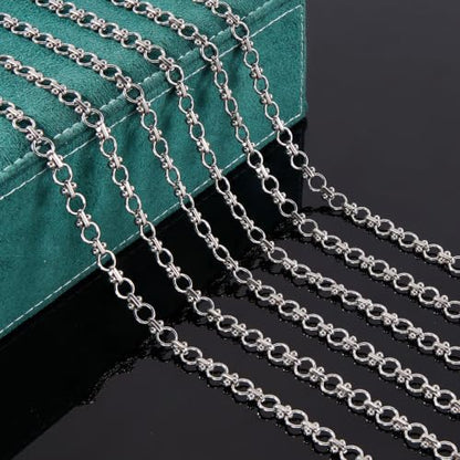 2 Meters Stainless Steel Chains Bulk Circle Chain for Jewelry Making with Jump Rings and Lobster Clasps - color: Circle Silver