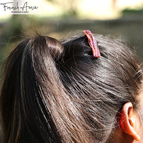 French Amie Bar Purple Touch Small 2 1/4 Inch Hair Clip Barrette | Handmade Cellulose Acetate Durable Grip For Women Girls Teens Everyday Style - color: Purple Touch