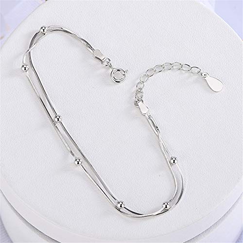 kelistom 925 Sterling Silver Bracelets for Women Teens, Love Heart Charm Chain Bracelet Bangle Fashion Jewelry Gifts - color: beaded chain