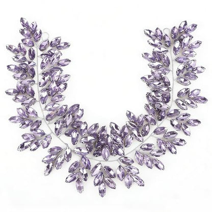 Missgrace Women Silver Green Black Red Blue Handmade Full Crystal Rhinestone Large Headband Hair Vine Shinny Headpiece Bridal Wedding Hair Accessories for Women (Light purple) - color: Light purple