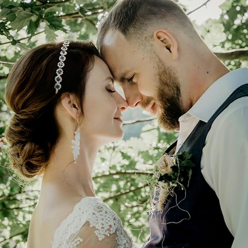 Bridal Headpiece Wedding Headband with Crystal and Hair Accessories (Green, 5.5'') - color: Green