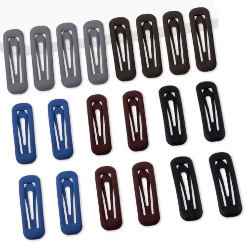 20 PCS Small Rectangle Hair Barrettes For Women Non Slips Snap Clips For Thin Fine Hair,Matte Black Dark Red Blue Brown Gray,1.97 x 0.55Inch - color: Matte Black Dark Red Blue Brown Gray