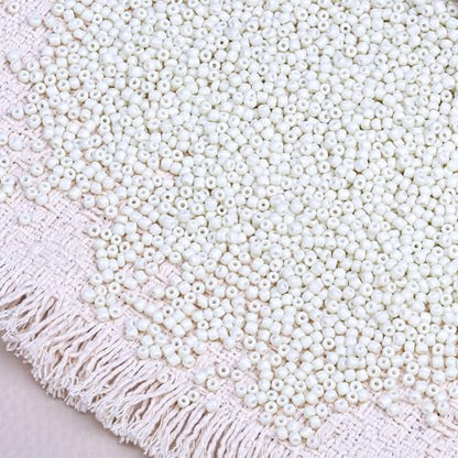 2000pcs Glass Seed Beads Bulk, 4mm 6/0 Mini Pony Spacer Small Individual Color Seed Beads for DIY Bracelet Necklaces Wrist Jewelry Making, Beige White - color: Beige White