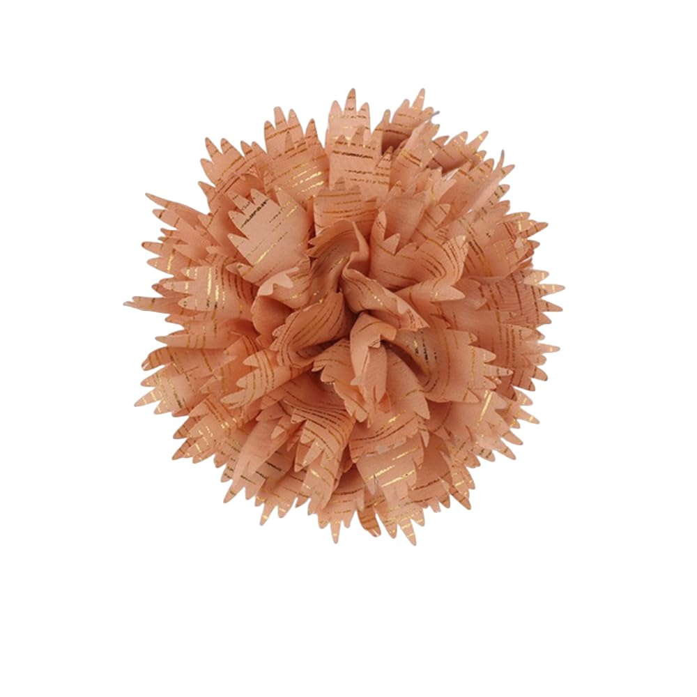 12cm Holiday Handmade Fabric Flower Brooch Pin for Women Girls Fashion Gold Thread Stripes Peony Brooches Lapel Hair Pins Dainty Anniversary Wedding Festival Dress Accessories Gift - color: Orange