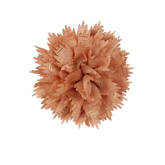 12cm Holiday Handmade Fabric Flower Brooch Pin for Women Girls Fashion Gold Thread Stripes Peony Brooches Lapel Hair Pins Dainty Anniversary Wedding Festival Dress Accessories Gift - color: Orange