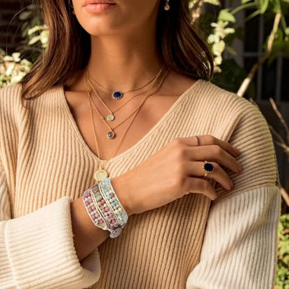 JR.DM Boho Beaded Bracelets for Women - Handmade Adjustable Crystal Natural Stone Bead Wrap Bracelets, Bohemian Jewelry Braided for Unique Birthday Gifts - color: A3 Khaki Natural Stone
