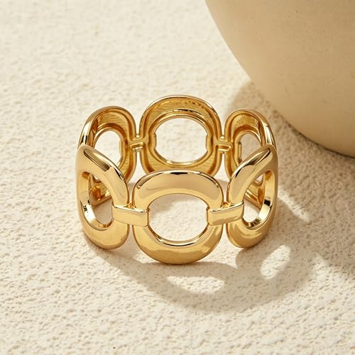 Chunky Gold Bangle Bracelets for Women Statement Bracelet for Dainty Charm Women Jewelry - color: Gold O Shape Bracelet