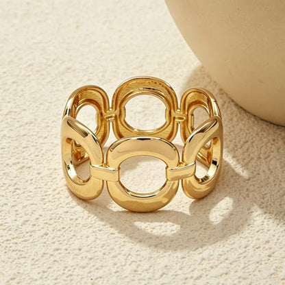 Chunky Gold Bangle Bracelets for Women Statement Bracelet for Dainty Charm Women Jewelry - color: Gold O Shape Bracelet