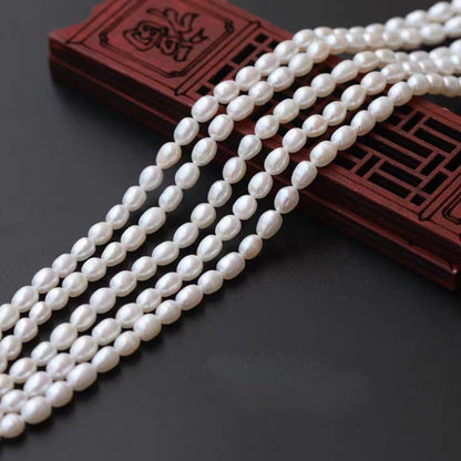 50 Pcs Real Pearl Beads for Jewelry Making AAA 7-8 mm Non-Porous Natural Pearls Beads Real Freshwater Pearls Oval Pearl Bead Loose Gemstone Bead Gift for Mother's Day.,DIY Gifts. - color: White 7-8mm, no holes.