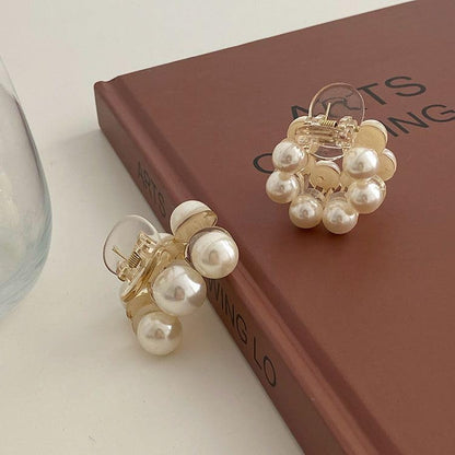 3 Pcs Pearl Hair Claw Clips for Women Girls, Fashion Claws Clip Non Slip Barrettes Jaw Clamps Hair Accessories (FD200-3Pcs)