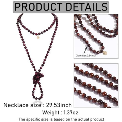 Firstmeet Fashion Natural Round Wood Beads 60'' Long Strand Art Deco Necklace for Women - color: Red XT