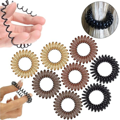 8 Pcs Spiral Hair Ties No Damage Creaseless Phone Cord Coil Scrunchies for Thick Hair Plastic Curly Ponytail Holders for Women, Girls and Teens Invisibobble Elastic Teleties women Bands