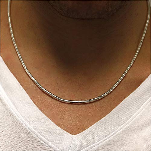 925 Sterling Silver Snake Chain Necklace - 2MM, 3MM, 4MM, 5MM Round Solid Silver Chains - Flexible, Men and Women's Jewelry - Made In Italy - style: 2.5MM