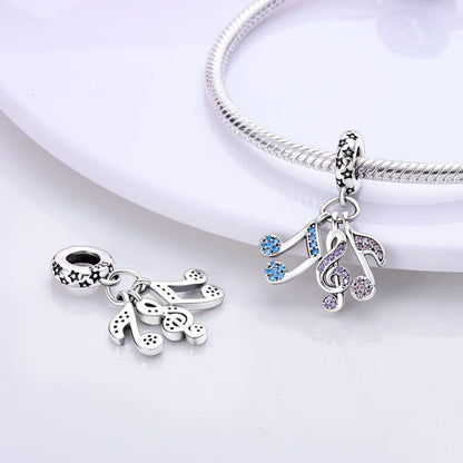 CYCUFF 925 Sterling Silver Charms Suitable for Charm Necklaces, Bracelet Pendants Beads Jewellery Gift for Women - color: Colourful Zirconium Note Charm