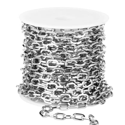 16.5FT Stainless Steel Paperclip Chain 5mm Silver Chain for Jewelry Making | Chunky Link Chains Roll Bulk for Necklace Bracelet Crafts - color: 5mm stainless steel paperclip