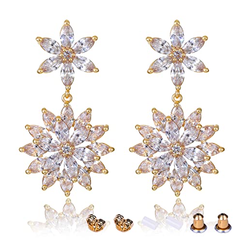 Earrings Holy Stud Earrings for Girls/Women, Sliver Gold Wedding Earrings for Bridesmaids - color: Double Daisy|Gold