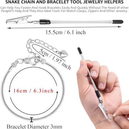 10 Pcs Snake Chain Charm Bracelet Chains with Bracelet Helper 3mm Adjustable Snake Charm Bracelet with Heart Lobster Clasp Extender Chain DIY Bracelet Chains for Women Gifts Jewelry Making Supplies - color: 10Pcs 6.3 Inch Bracelet with Bracelet Helper