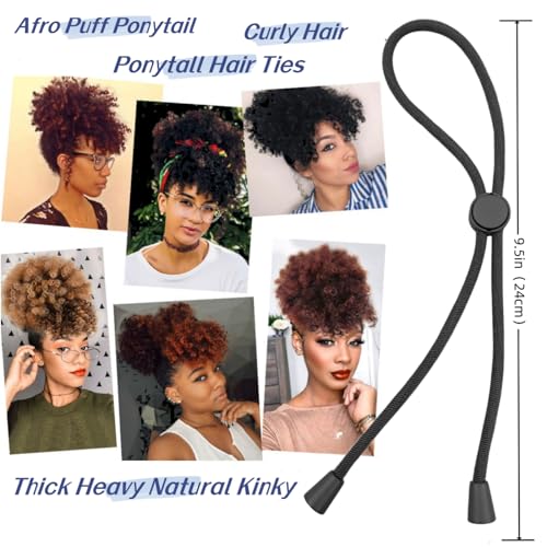 Adjustable Hair Ties for Thick, Curly Hairstyles - Afro Puffs, Ponytails, Locs, Pineapples for Black Women and Girls (Pack of 6) - color: Black