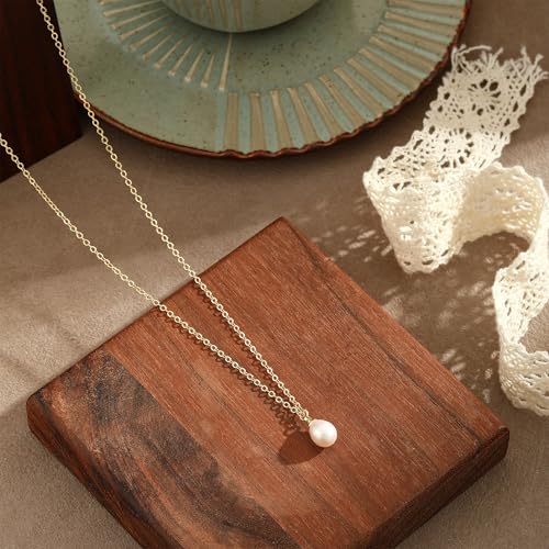 Gold Pearl Necklaces for Women - White Pearls Jewelry Gifts Wedding Bride Bridesmaid Jewelry - color: Gold-Single Pearl