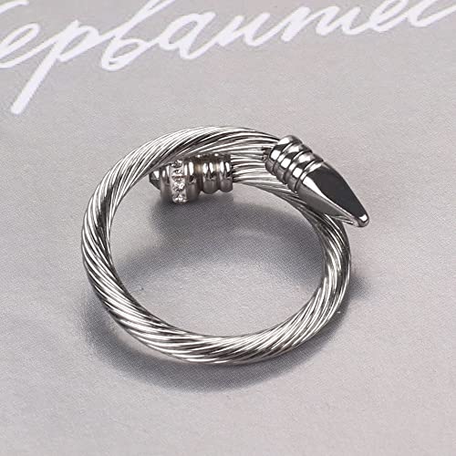 Dorriss Ring for Women Adjustable Cable Nail Rings Open Stackable Jewelry - color: A-Silver