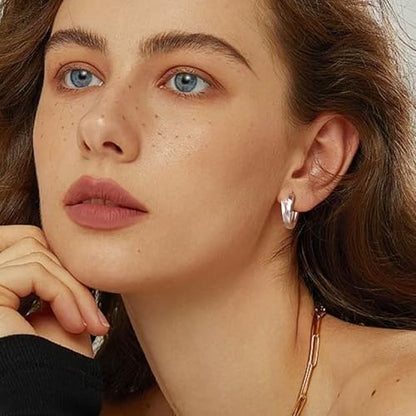 ALEXCRAFT 14K Goldplated Zirconia Hoop Earrings for Women, Hypoallergen Small Tiny Silver Sleeper Cartilage Twist Huggie Hoop Earrings With Ball Zirconia Shiny Simple Elegant Jewelry for Women - color: SilverA