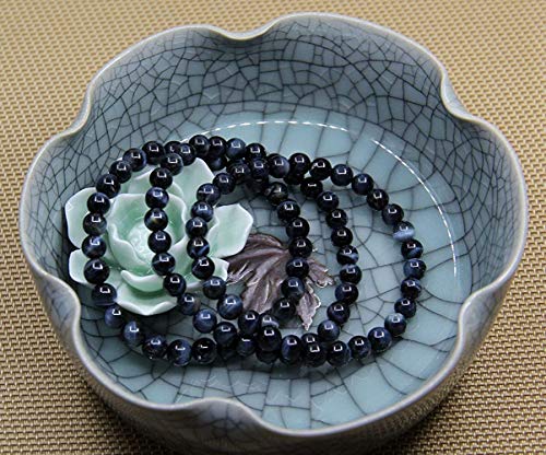 Angelstones Gemstones 6mm Round Beads Healing Crystal Bracelet for women | Natural Gemstone, Handmade Gifts for Women, Healing Crystal Round Beaded Stretch Bracelets, Unisex Jewelry for Women and Men - color: Blue Tiger Eye
