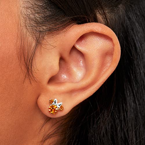Minnie Mouse Birthstone Stud Earrings Women | Birthstone Earrings for Women - color: November-Topaz Crystal