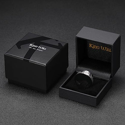 King Will Mens 6mm 8mm Tungsten Carbide Wedding Bands Inlay Lasered Brushed Wedding Rings for Men Women | Brushed, Lasered Seagull/Forest Landscap/Panda/Deer/Hunting/Fly Fishing, Comfort Fit, Everyday Wear - color: Howling Wolves