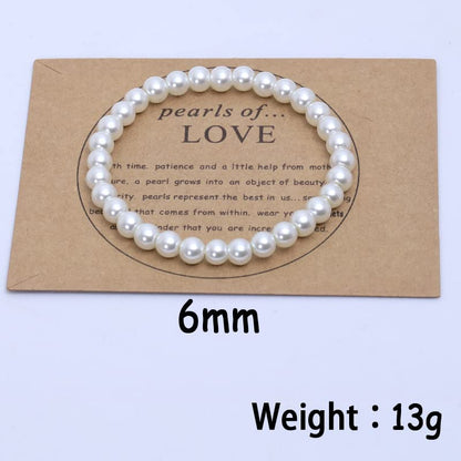 COLORFUL BLING Imitation Pearl Strands Choker Necklace Bracelet With Meaningful Card for Wedding Anniversary Birthday Party Gifts Bridal Jewelry Set - color: 6mm set