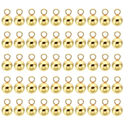 PATIKIL 50pcs Steel Bead Charm, Stainless Steel Ball Bracelet Charm Pendants Metal Round Beads Small Bulk for Jewelry Making - color: Gold Tone, size: 5mm
