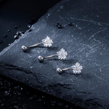 16G Astm F136 Titanium Eyebrow Piercing Jewelry Curved Barbell Eyebrow Ring Vertical Labret Lip Jewelry Daith Rook Earrings Navel Small Belly Button Ring Piercing Jewelry for Women Men CZ - style: 16G, 8MM Length-E